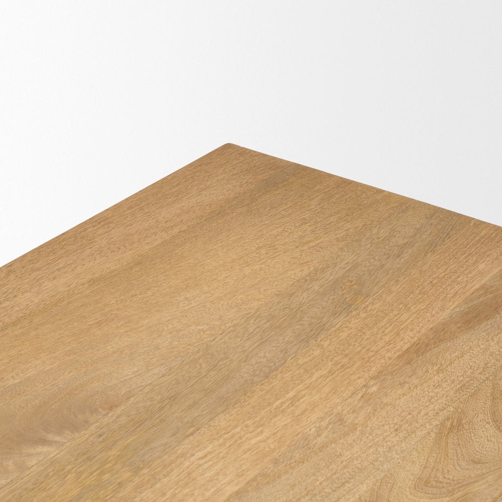 Tarro 84" Rectangular Light Brown Wood Geometrical Base Dining Table