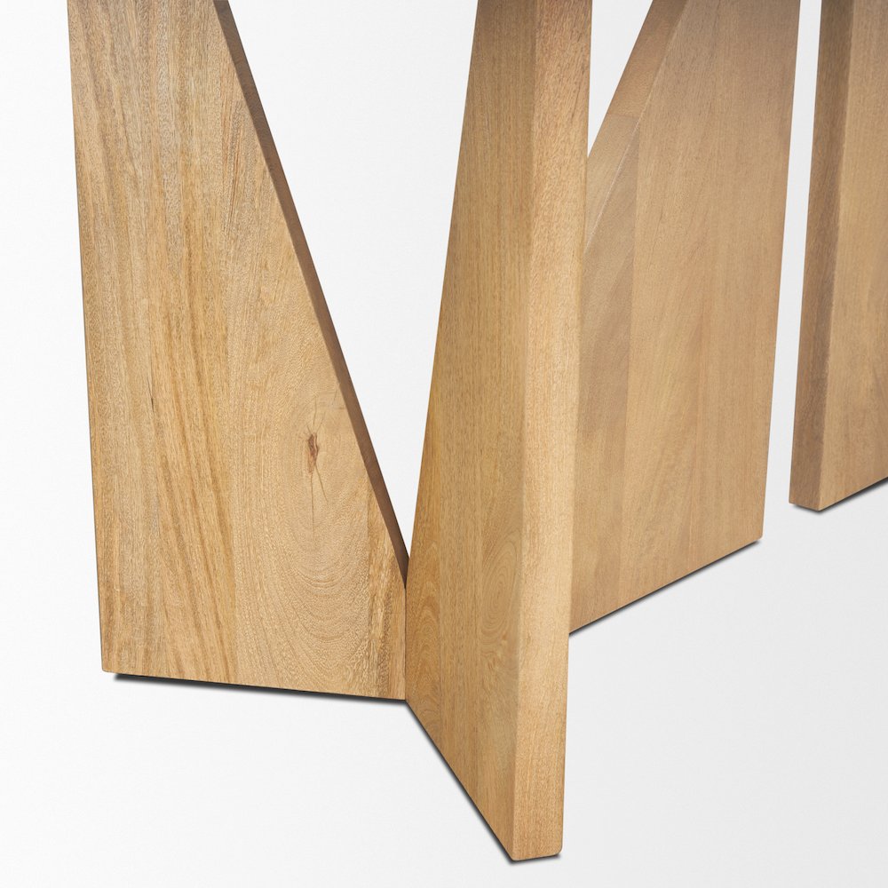 Tarro 84" Rectangular Light Brown Wood Geometrical Base Dining Table
