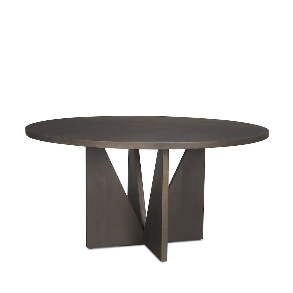 Tarro 60" Round Textured Espresso Wood Geometrical Base Dining Table