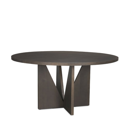 Tarro 60" Round Textured Espresso Wood Geometrical Base Dining Table