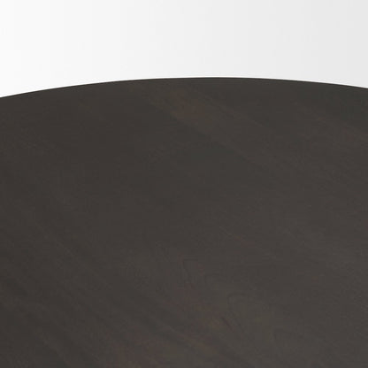 Tarro 60" Round Textured Espresso Wood Geometrical Base Dining Table