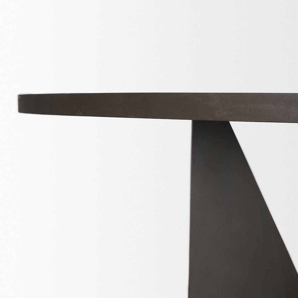 Tarro 60" Round Textured Espresso Wood Geometrical Base Dining Table