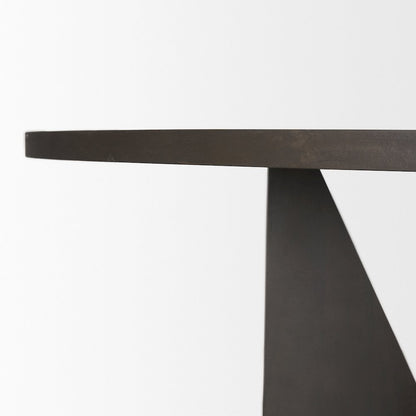 Tarro 60" Round Textured Espresso Wood Geometrical Base Dining Table