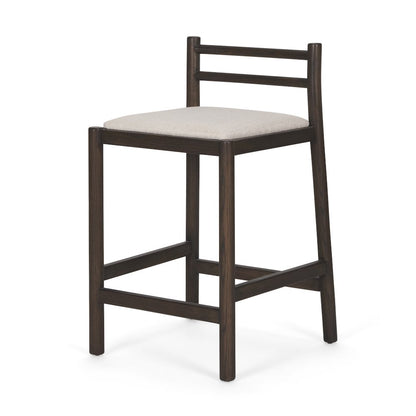 Dark Brown Wood Cream Fabric Counter Stool