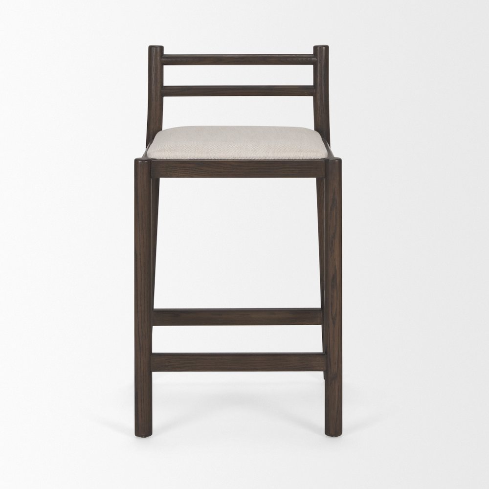 Dark Brown Wood Cream Fabric Counter Stool