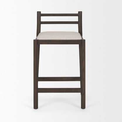 Dark Brown Wood Cream Fabric Counter Stool