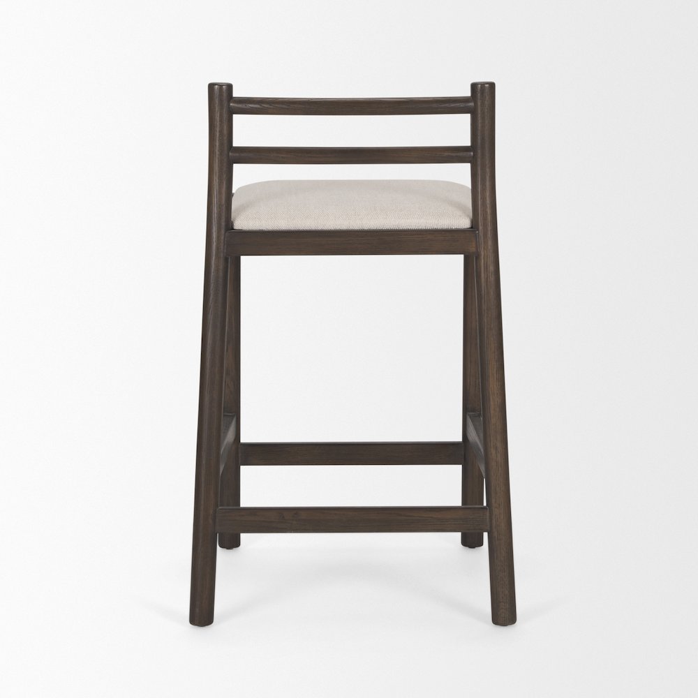 Dark Brown Wood Cream Fabric Counter Stool