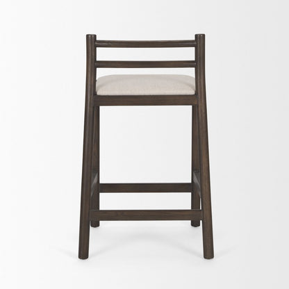 Dark Brown Wood Cream Fabric Counter Stool