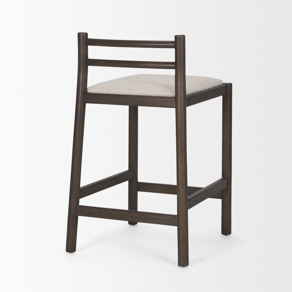 Dark Brown Wood Cream Fabric Counter Stool