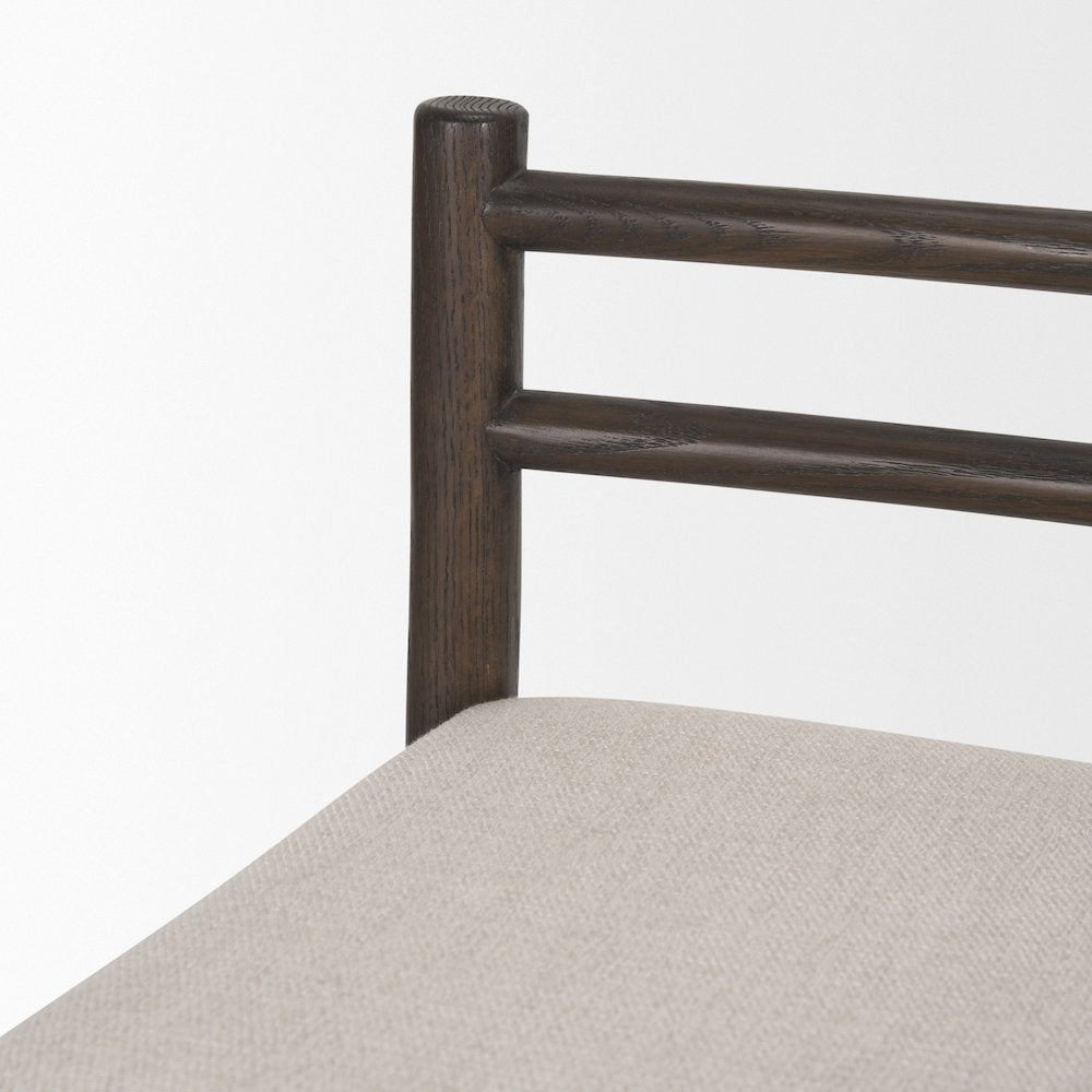 Dark Brown Wood Cream Fabric Counter Stool