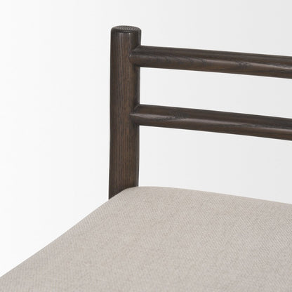 Dark Brown Wood Cream Fabric Counter Stool