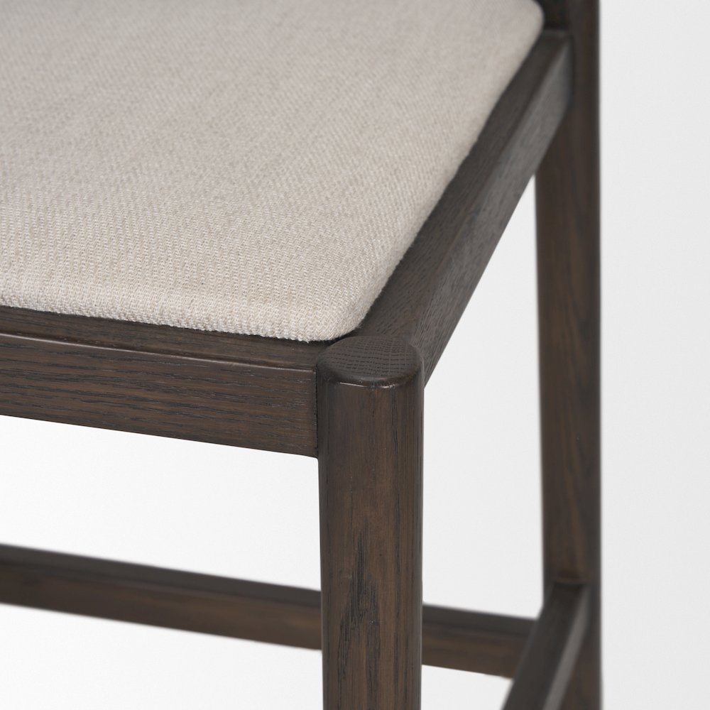 Dark Brown Wood Cream Fabric Counter Stool