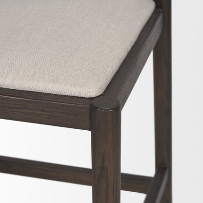Dark Brown Wood Cream Fabric Counter Stool