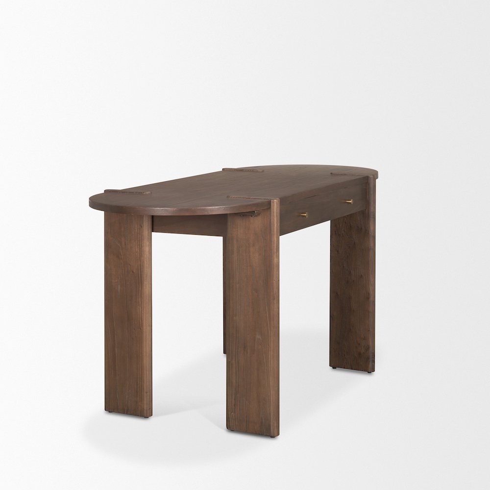 Sohan Dark Brown Elm Wood Oblong Desk