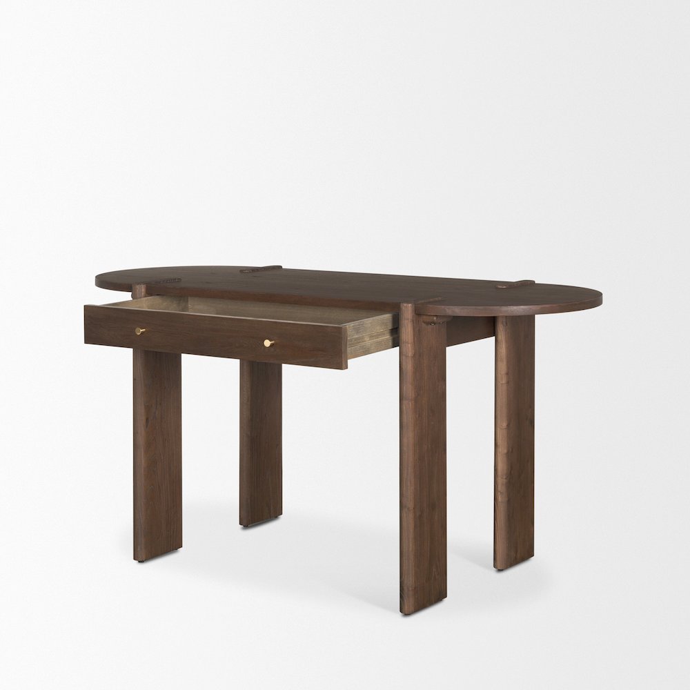 Sohan Dark Brown Elm Wood Oblong Desk