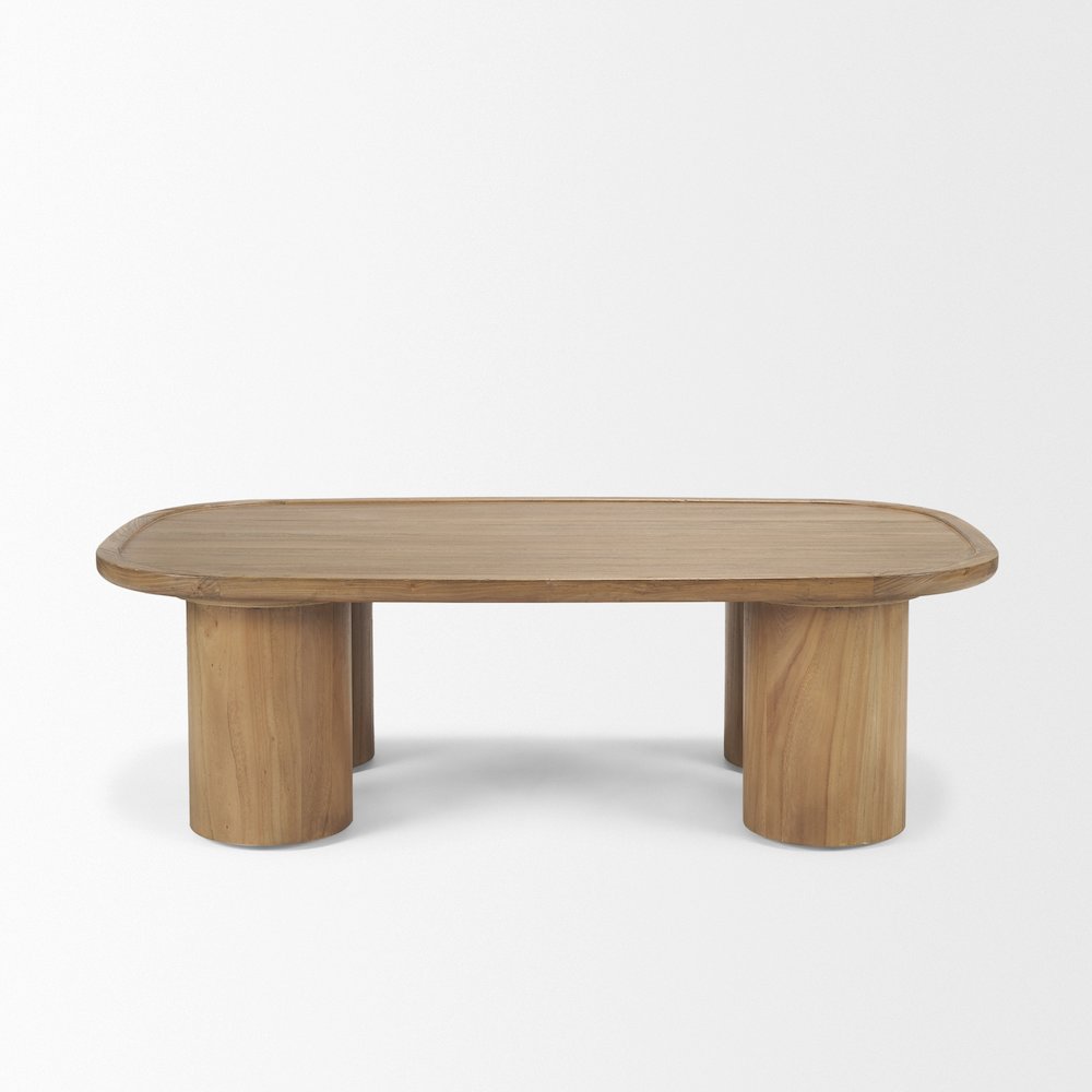 Rectangular Natural Brown Column Legs Coffee Table