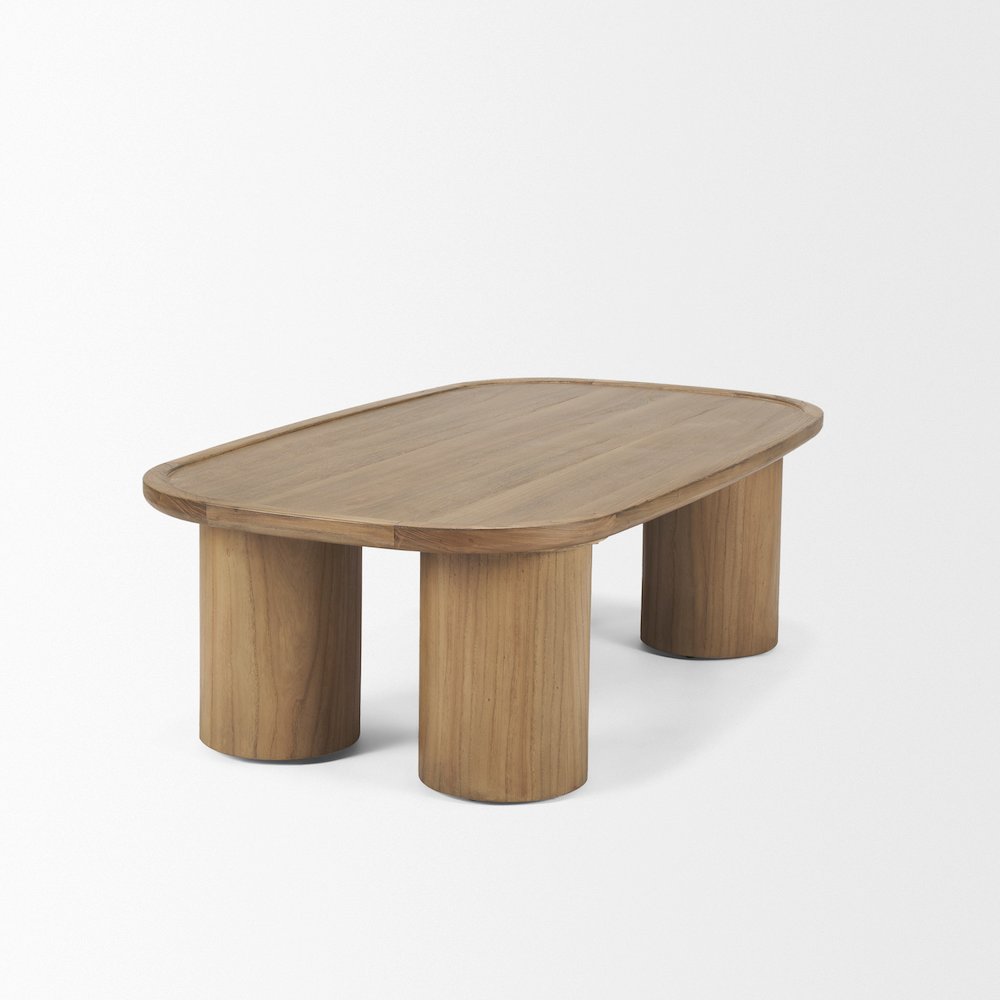 Rectangular Natural Brown Column Legs Coffee Table