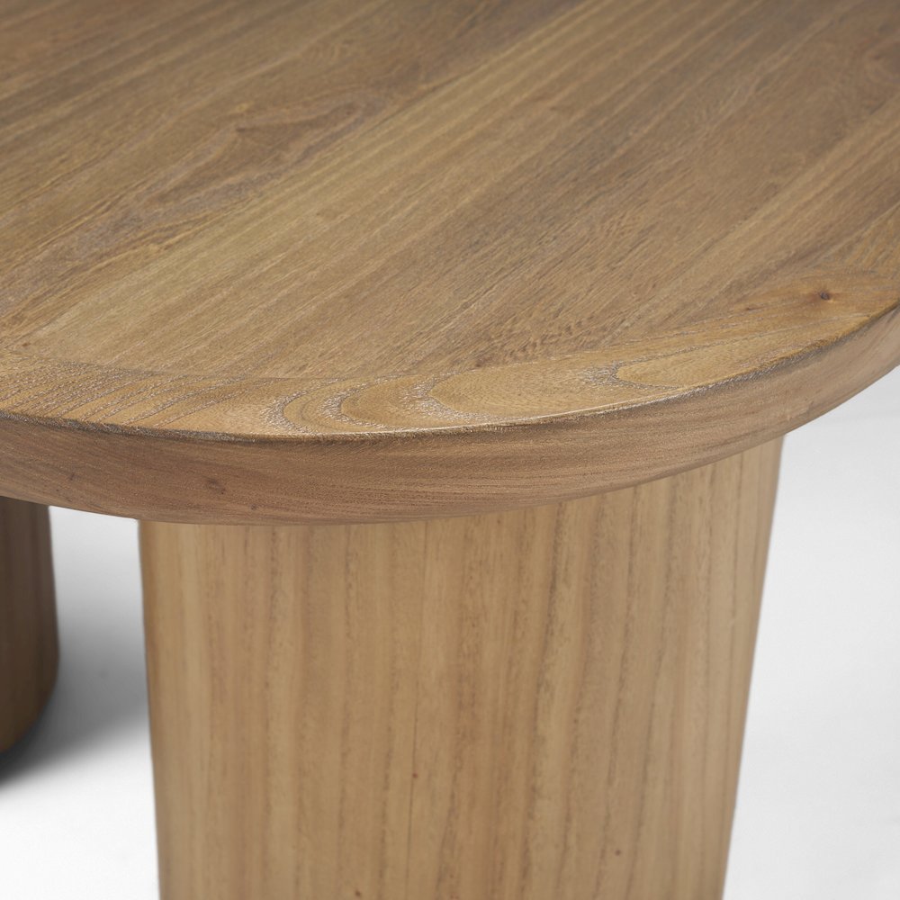 Rectangular Natural Brown Column Legs Coffee Table