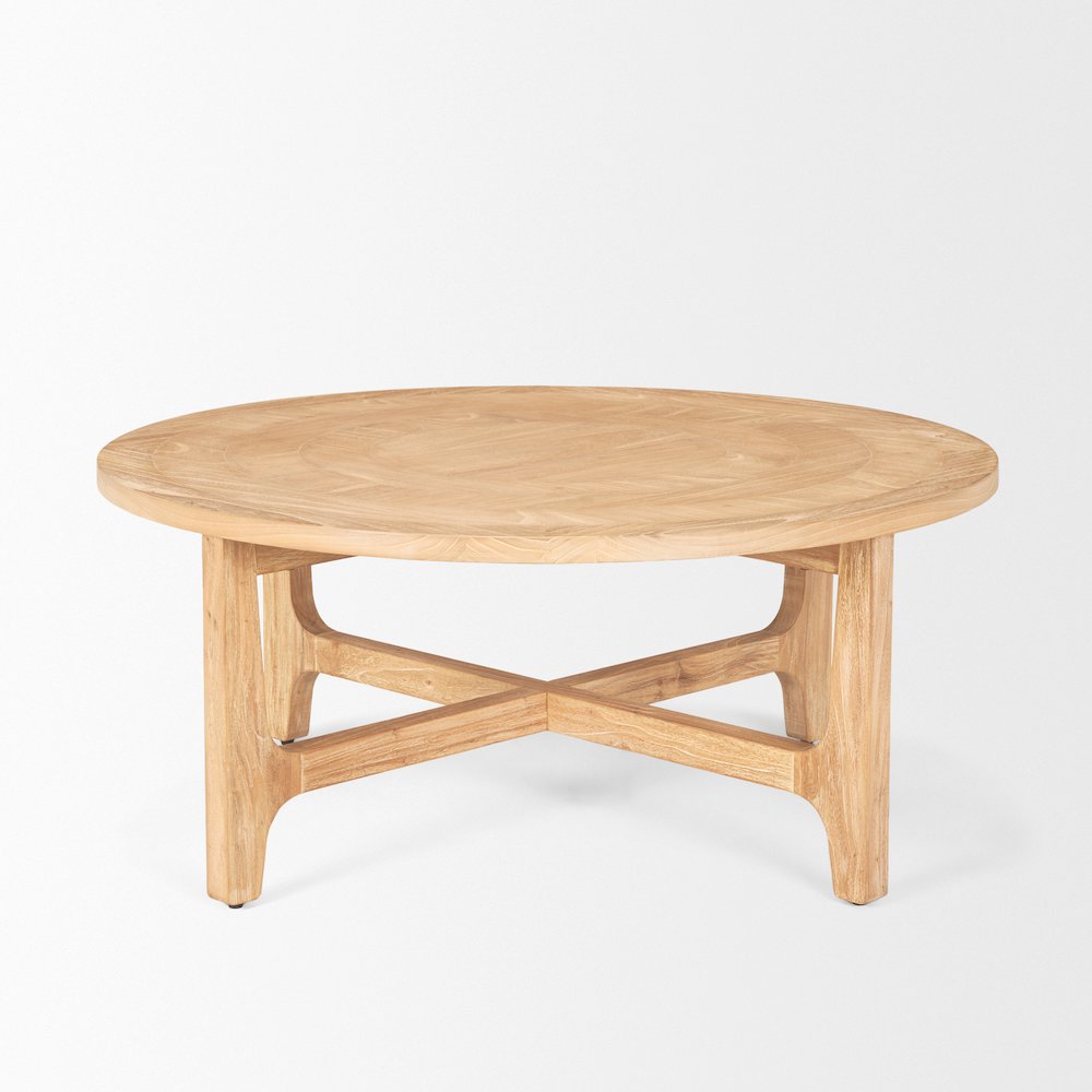 Light Brown Wood Round Coffee Table