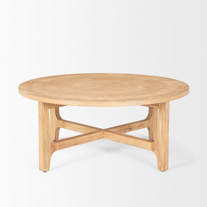 Light Brown Wood Round Coffee Table