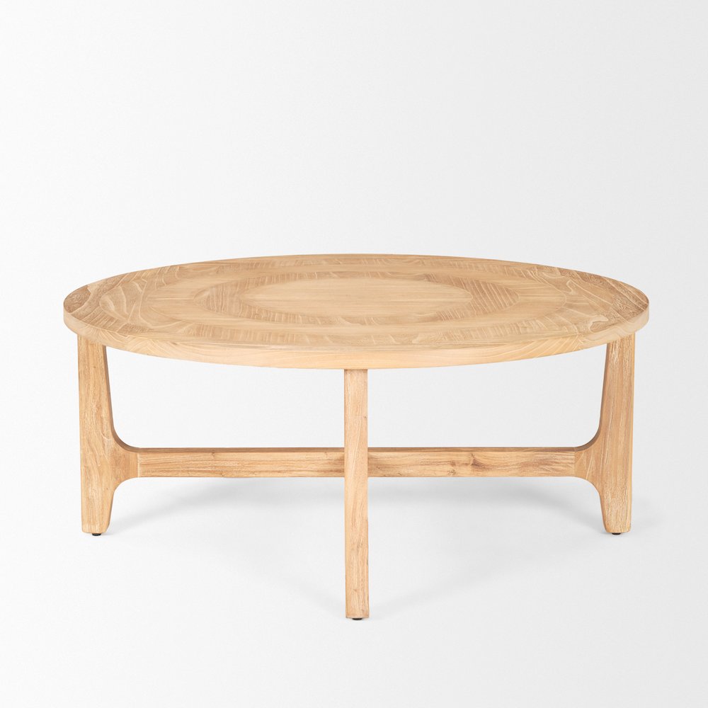 Light Brown Wood Round Coffee Table