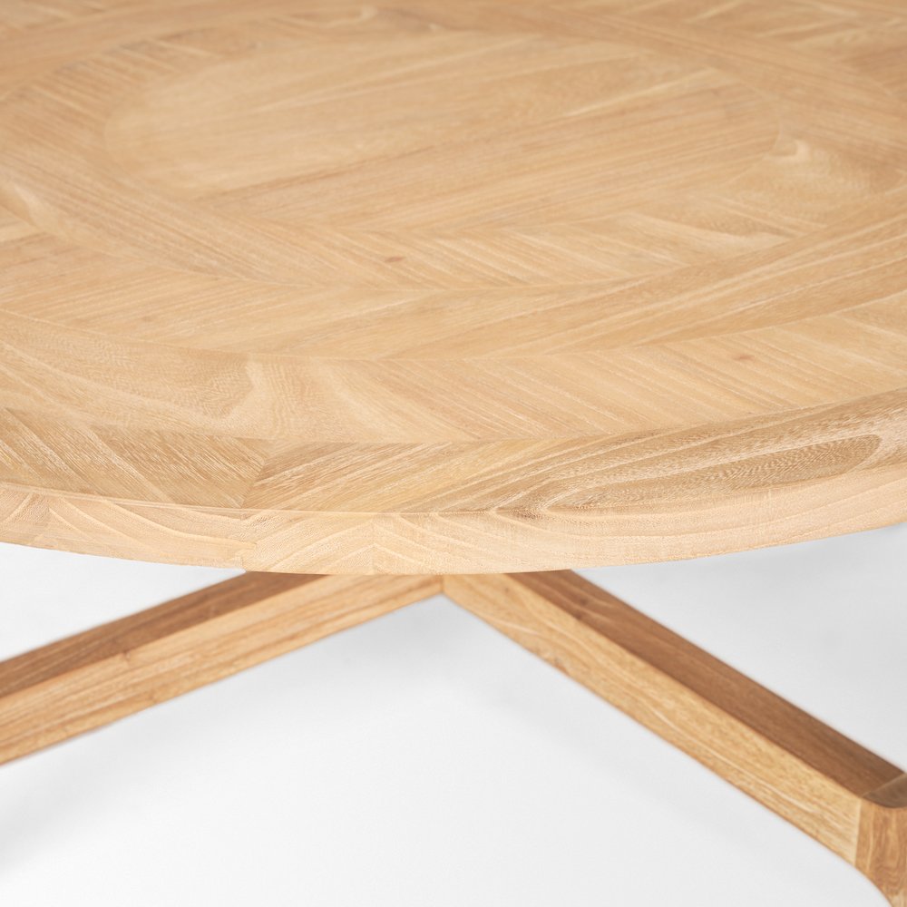 Light Brown Wood Round Coffee Table