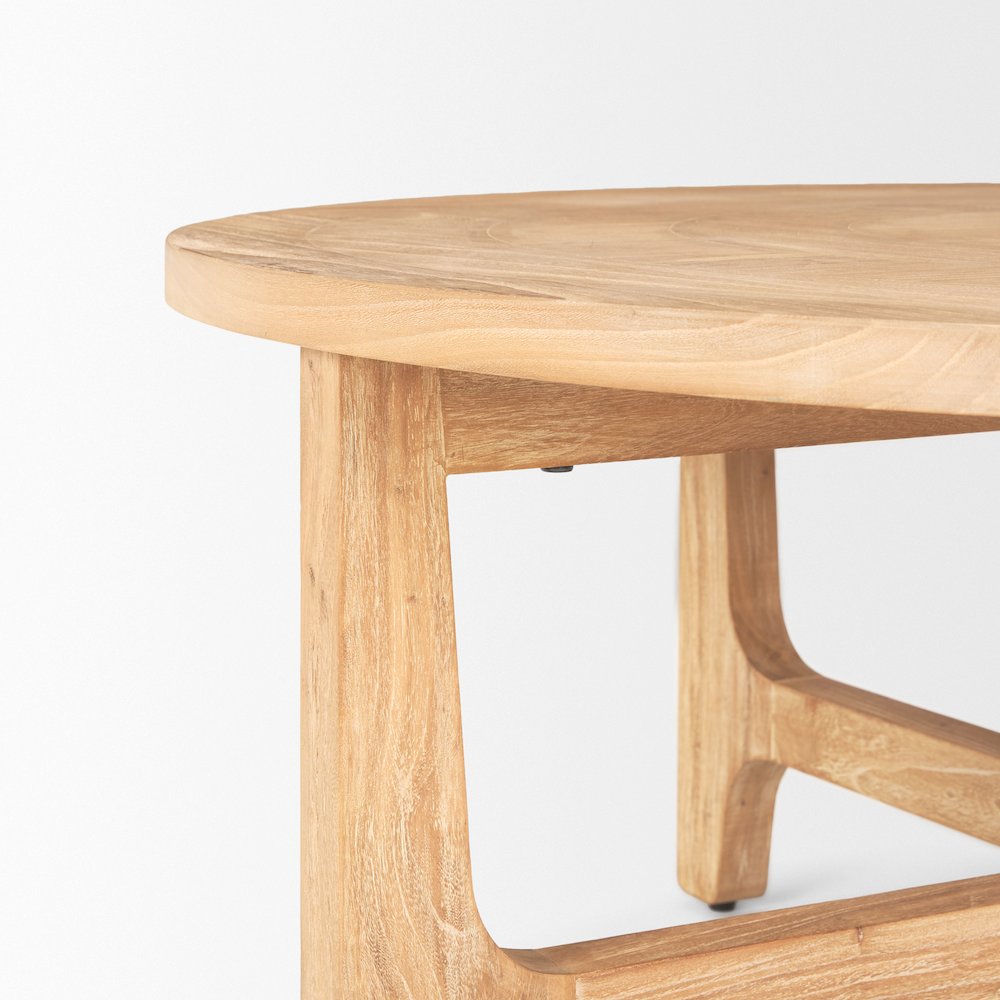 Light Brown Wood Round Coffee Table