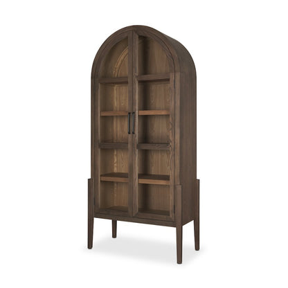 Two Toned Darklight Wood Arched Curio Cabinet