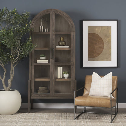 Two Toned Darklight Wood Arched Curio Cabinet