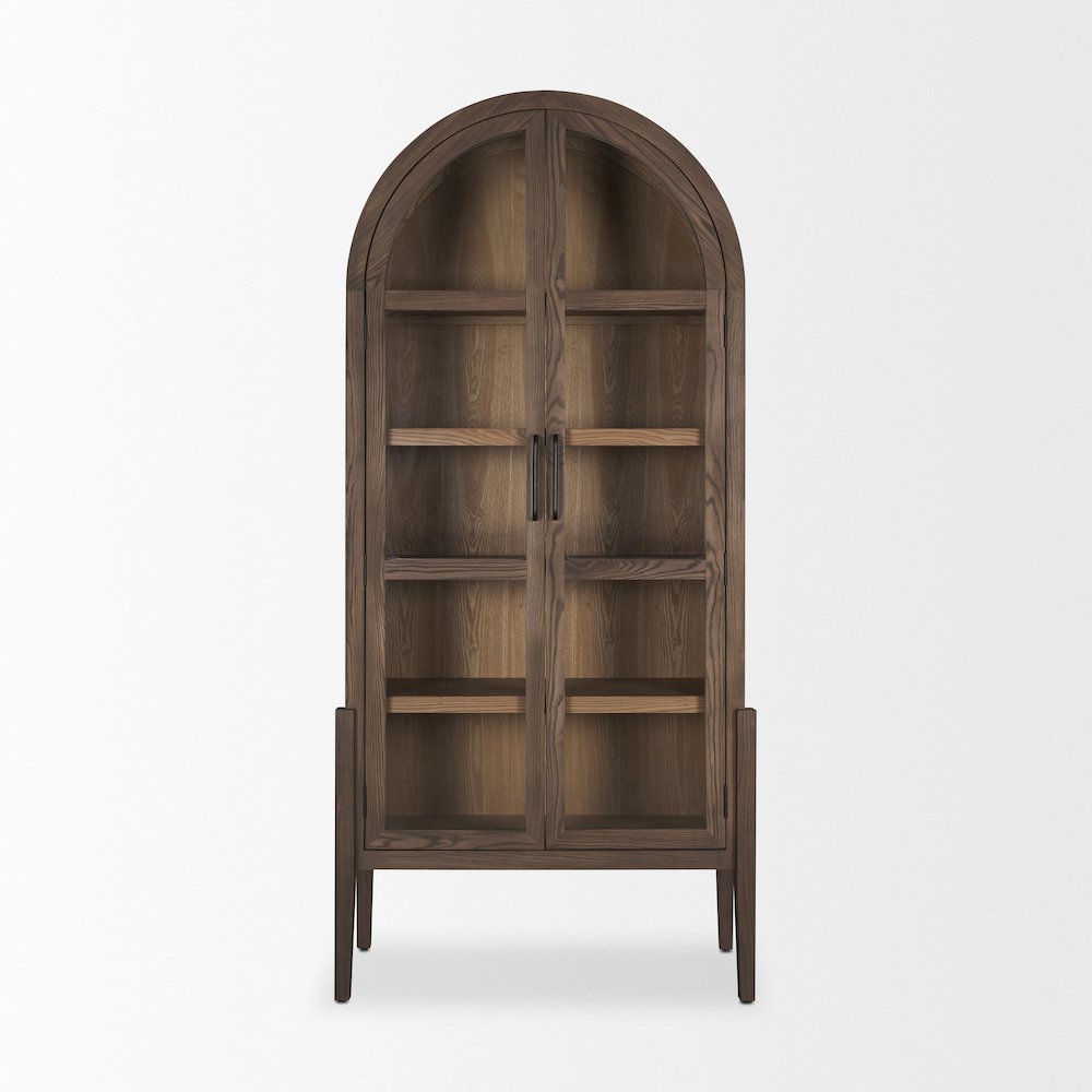 Two Toned Darklight Wood Arched Curio Cabinet