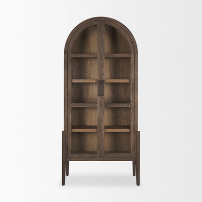 Two Toned Darklight Wood Arched Curio Cabinet