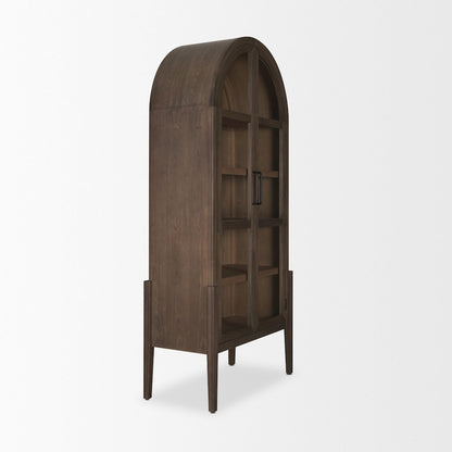 Two Toned Darklight Wood Arched Curio Cabinet