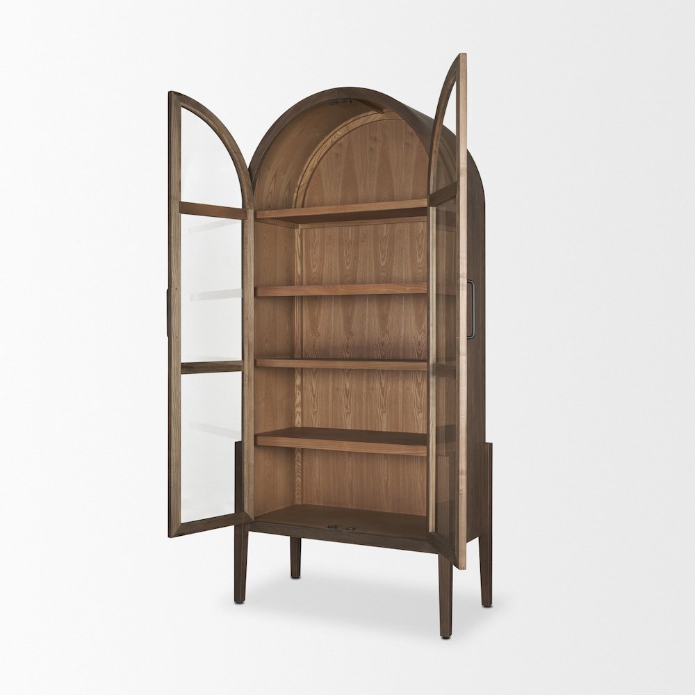 Two Toned Darklight Wood Arched Curio Cabinet
