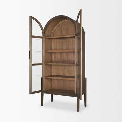Two Toned Darklight Wood Arched Curio Cabinet