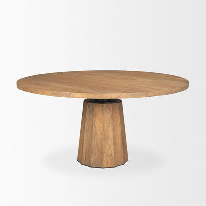Swanson 60" Light Brown Wood Round Pedestal Dining Table