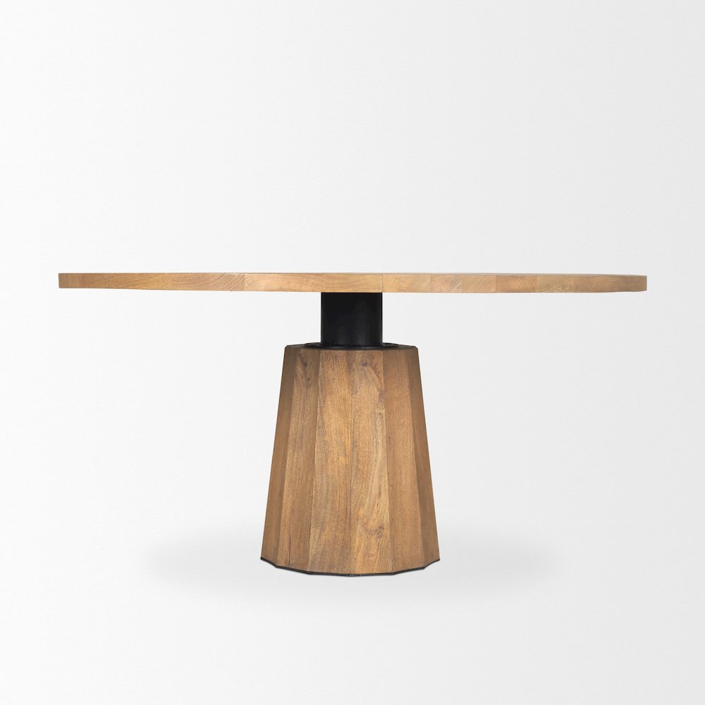 Swanson 60" Light Brown Wood Round Pedestal Dining Table