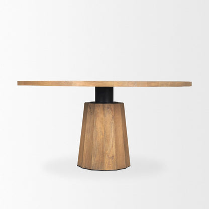 Swanson 60" Light Brown Wood Round Pedestal Dining Table