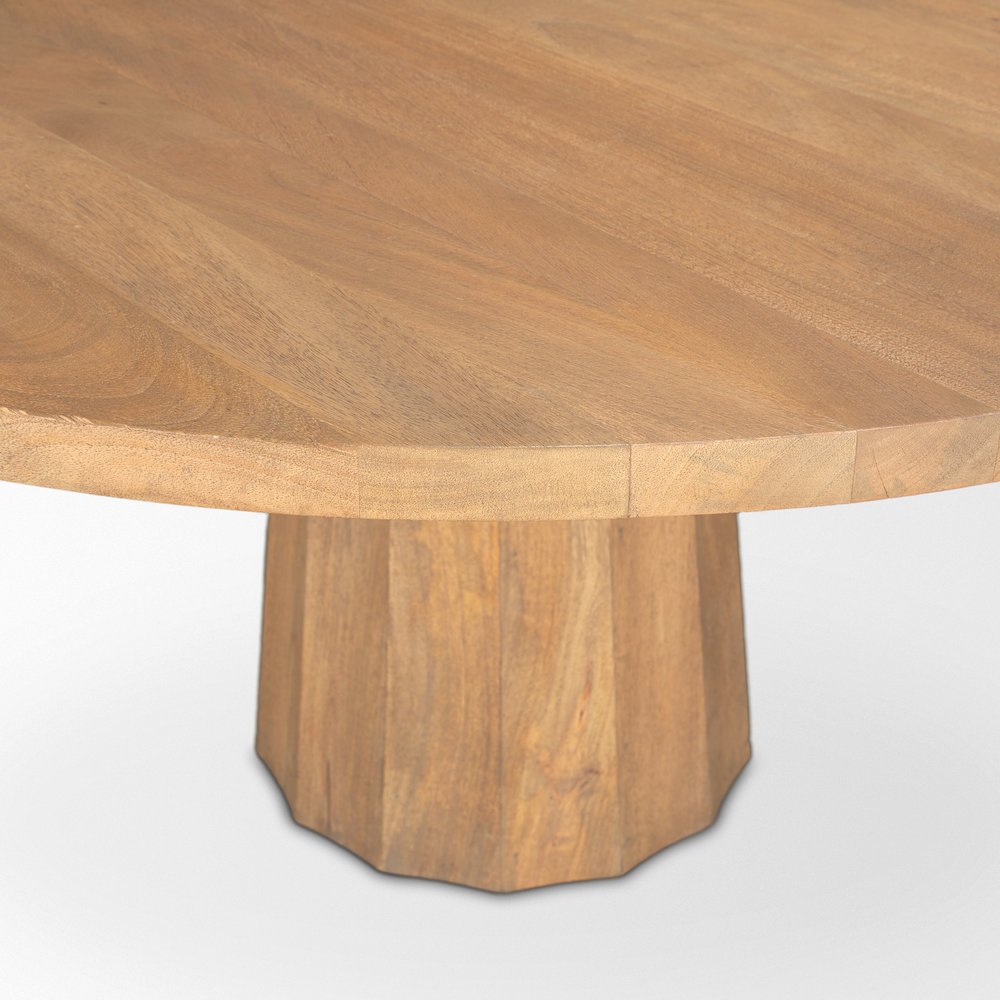 Swanson 60" Light Brown Wood Round Pedestal Dining Table