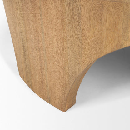 Round Light Brown Woodarched Legs Coffee Table