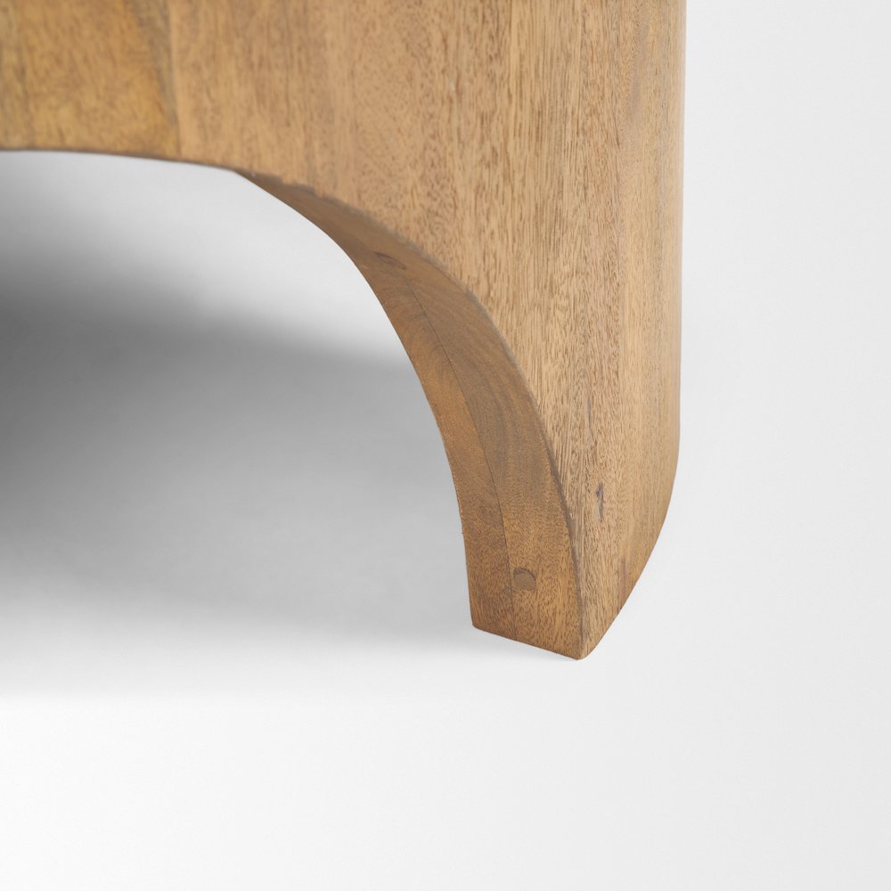 Round Light Brown Woodarched Legs Coffee Table
