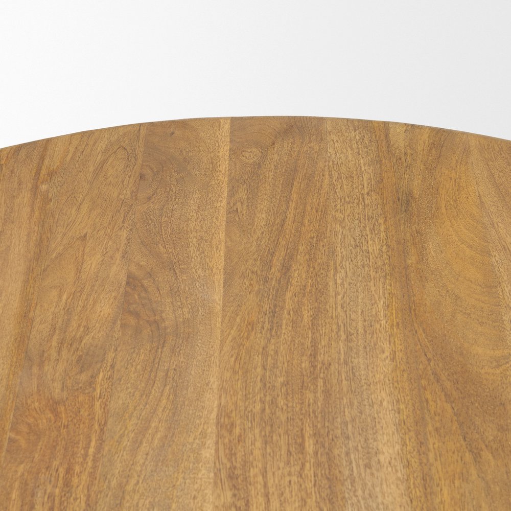 Round Light Brown Woodarched Legs Coffee Table