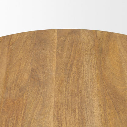 Round Light Brown Woodarched Legs Coffee Table