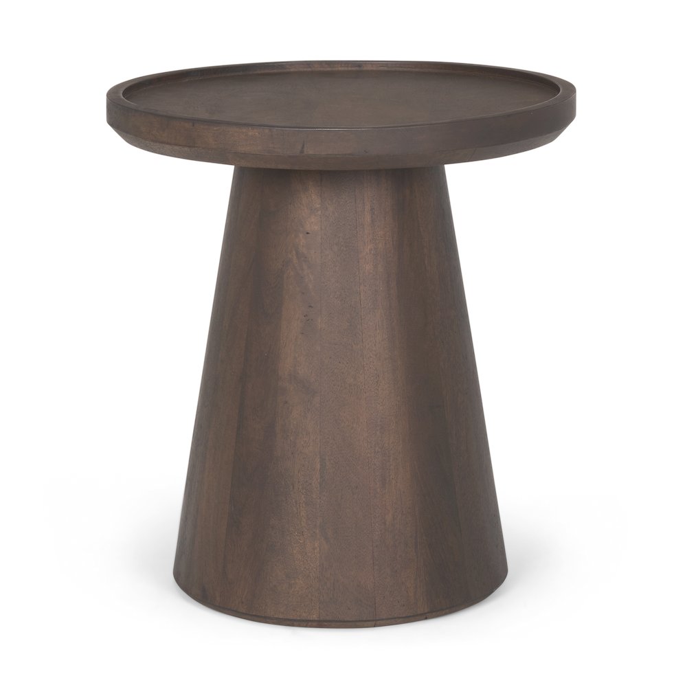 Dark Brown Wood Tapered Drum Accent Table
