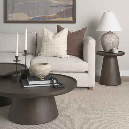 Dark Brown Wood Tapered Drum Accent Table