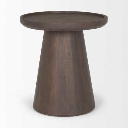 Dark Brown Wood Tapered Drum Accent Table