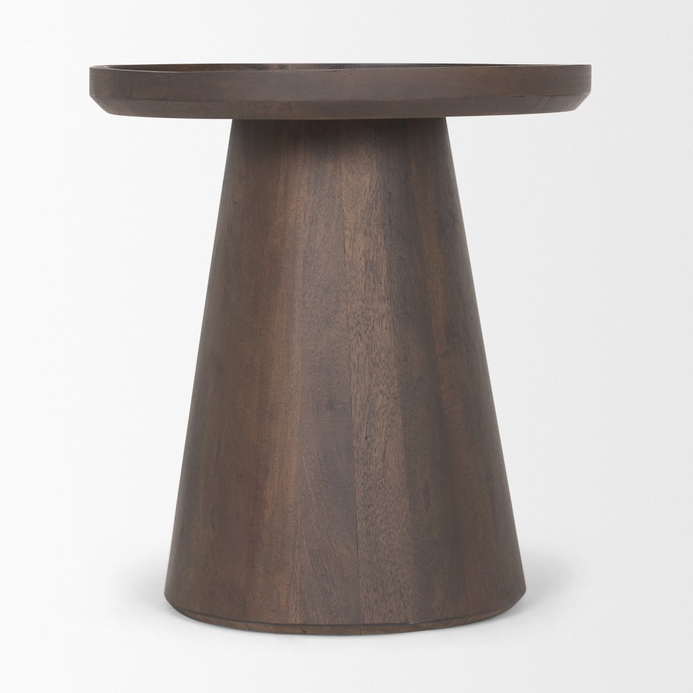 Dark Brown Wood Tapered Drum Accent Table