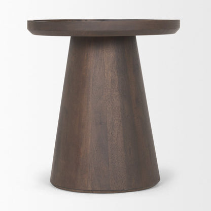 Dark Brown Wood Tapered Drum Accent Table
