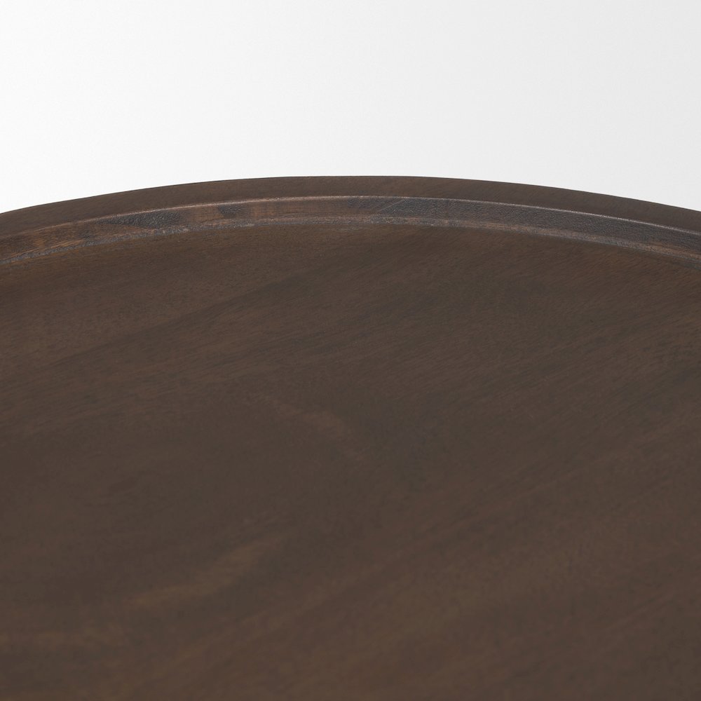 Dark Brown Wood Tapered Drum Accent Table
