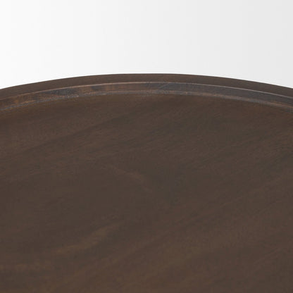 Dark Brown Wood Tapered Drum Accent Table