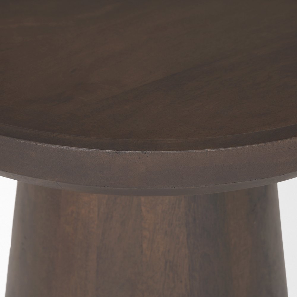 Dark Brown Wood Tapered Drum Accent Table